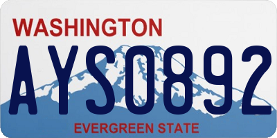 WA license plate AYS0892