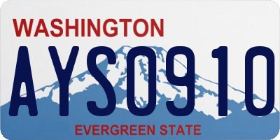 WA license plate AYS0910