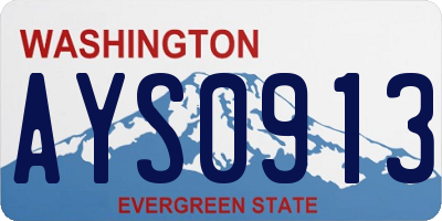 WA license plate AYS0913