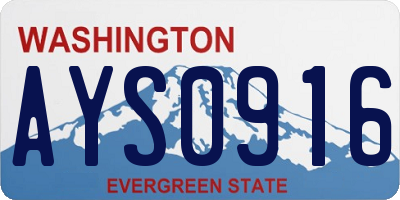 WA license plate AYS0916
