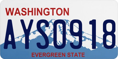 WA license plate AYS0918