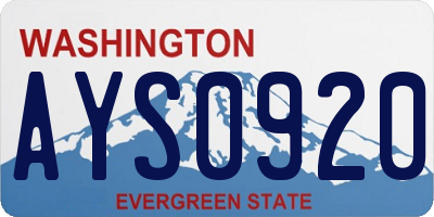 WA license plate AYS0920