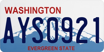 WA license plate AYS0921