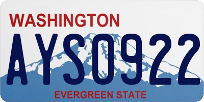 WA license plate AYS0922