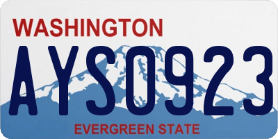 WA license plate AYS0923