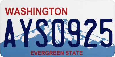 WA license plate AYS0925