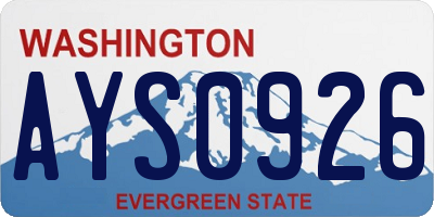 WA license plate AYS0926