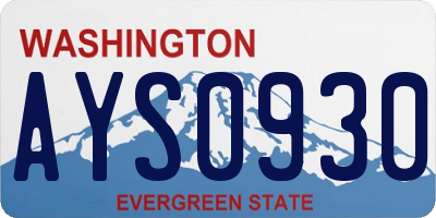 WA license plate AYS0930