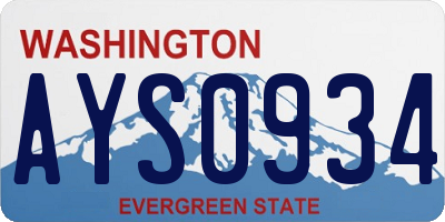 WA license plate AYS0934