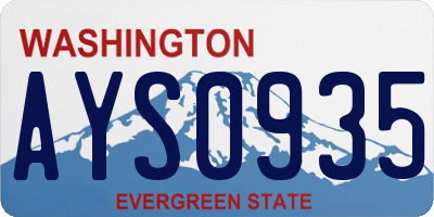 WA license plate AYS0935