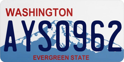 WA license plate AYS0962