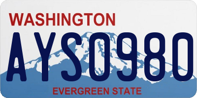 WA license plate AYS0980