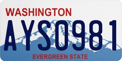 WA license plate AYS0981