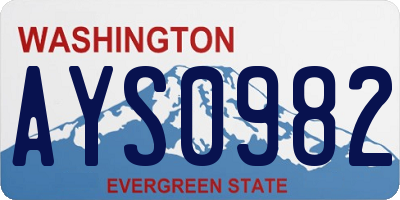WA license plate AYS0982