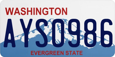 WA license plate AYS0986