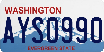 WA license plate AYS0990