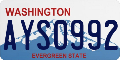 WA license plate AYS0992