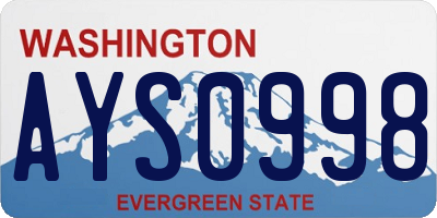 WA license plate AYS0998