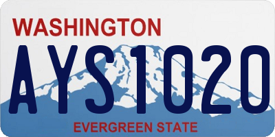 WA license plate AYS1020