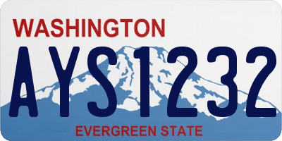 WA license plate AYS1232