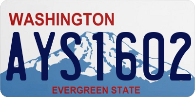 WA license plate AYS1602