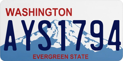 WA license plate AYS1794