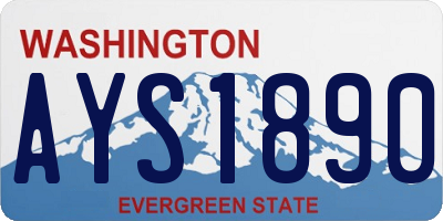WA license plate AYS1890