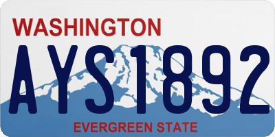WA license plate AYS1892