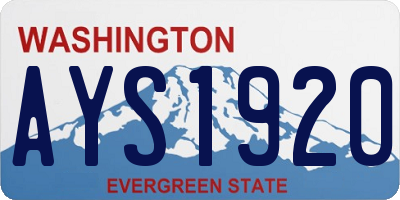 WA license plate AYS1920