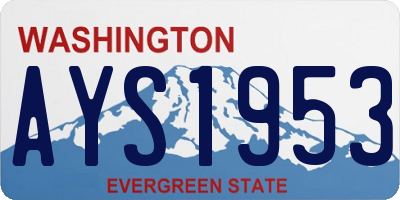 WA license plate AYS1953