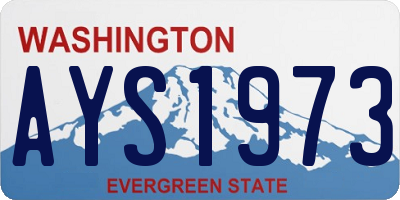 WA license plate AYS1973