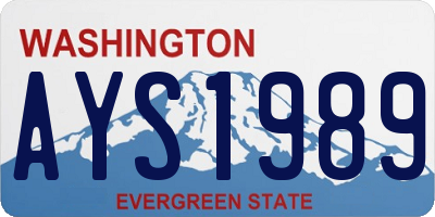 WA license plate AYS1989