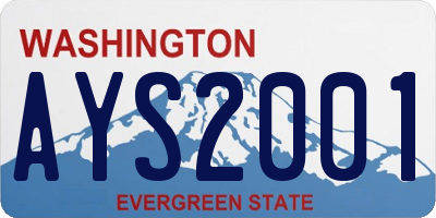 WA license plate AYS2001