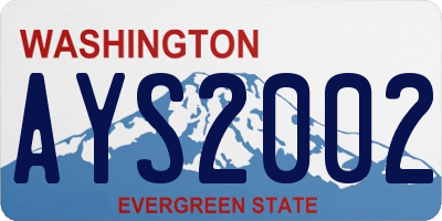 WA license plate AYS2002