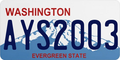 WA license plate AYS2003