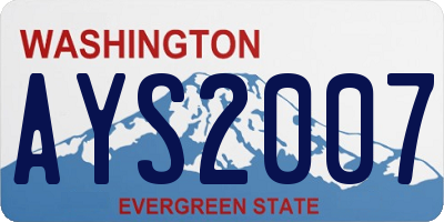 WA license plate AYS2007