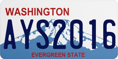 WA license plate AYS2016