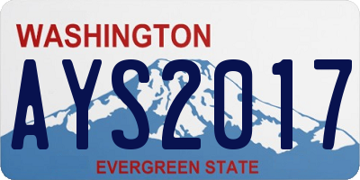 WA license plate AYS2017