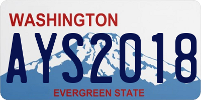 WA license plate AYS2018