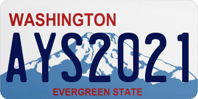 WA license plate AYS2021