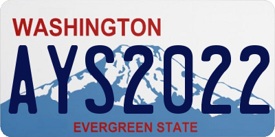 WA license plate AYS2022