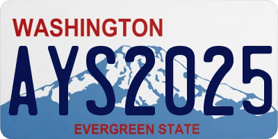 WA license plate AYS2025