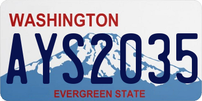 WA license plate AYS2035