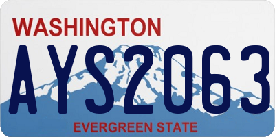 WA license plate AYS2063