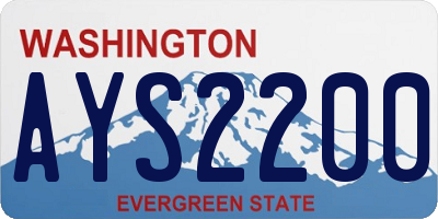 WA license plate AYS2200