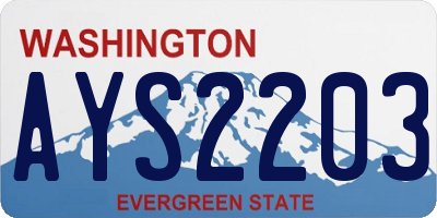 WA license plate AYS2203