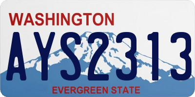 WA license plate AYS2313