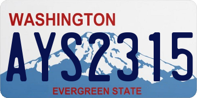 WA license plate AYS2315