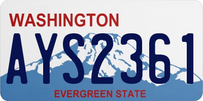 WA license plate AYS2361