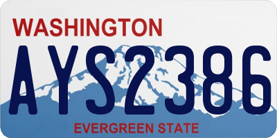 WA license plate AYS2386